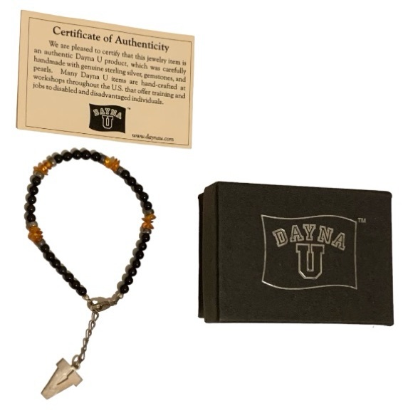 VANDERBILT UNIVERSITY GENUINE CHARM V BRACELET STERLING SILVER PEARLS GEMSTONE - Picture 10 of 15